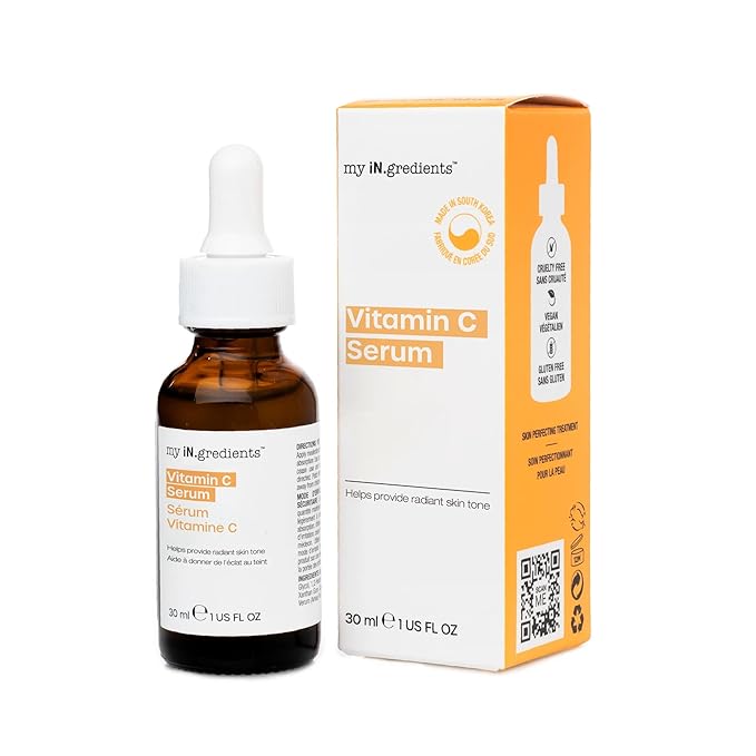 Masque Bar My Ingredients 100% Pure Vitamin C Face Serum - Fades Age Spots, Pore Refining, Wrinkle Repair, Dark Circle Reduction, Even Skin Tone, Mineral Oil & Cruelty-Free, Korean Skincare - 1Fl oz