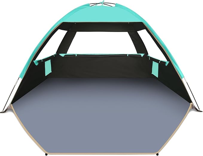 Gorich Beach Tent Sun Shelter for 3/4-5/6-7/8-10 Person with UPF 50＋ UV Protection, Lightweight & Easy Setup Beach Shade Canopy, Portable Beach Shade Tent Beach Cabana