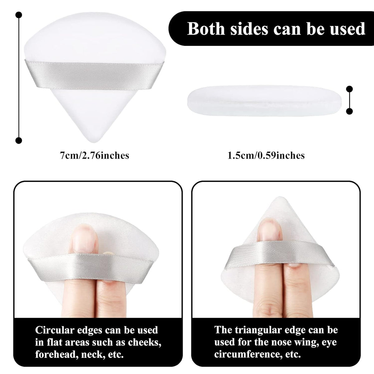 Maitys 12 Pieces Powder Puff Triangle Face Makeup Cosmetic for Loose Powder Soft Body Washable Reusable Foundation Sponge Mineral Wet Dry Makeup Tool for Women(Small,White)