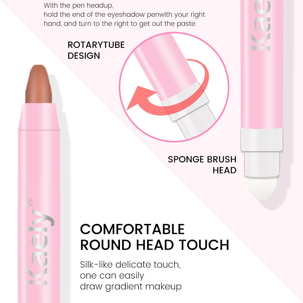 evpct 1Pcs Caramel Matte Cream Eye Shadow Brightener Sticks for Eyes Waterproof Pigmented, Double Ended Cream Eyeshadow Stick Pencil Pen with Applicator, Eye Shadow Palette Highlighter Makeup 30