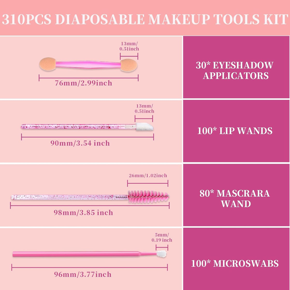 Teenitor 310PCS makeup artist kit essentials, Disposable Makeup Applicators, Marcara Wands Lip Applicators Disposable,Microswabs, Eyeshadow Applicators, Artist Supplies for Makeup with Storage Box