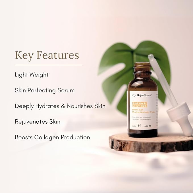 Masque Bar My Ingredients Snail Mucin Serum 95% - Hydrating Serum for Face, Lightweight Skin Perfecting Treatment Formulated to Hydrate, Repair and Rapidly Absorb into Skin, Korean Skincare - 1Fl oz
