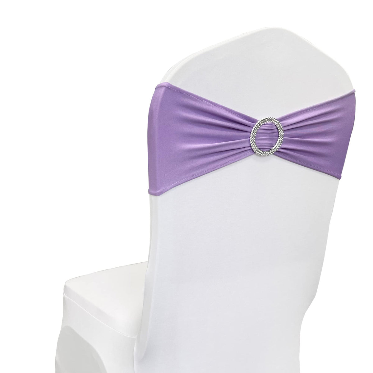 Maiangel Spandex Chair Sashes Bands 50PCS Stretch Chair Ties Bows with Buckle Slider for Wedding Party Banquet Decoration (Lavender)…