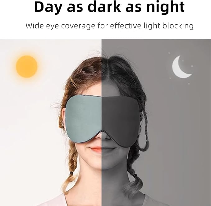 Sleep Mask FSA or HSA Eligible,Dual Warm & Cool Function,Soft-Covered Eye Mask for Sleep, Blocks Light to Reduce Dark Circles, Adjustable Ear Loops, Travel Bag Included Gift for Men and Women