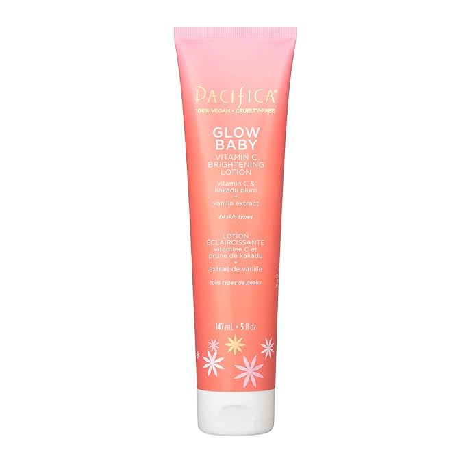 Pacifica Glow Baby Body Lotion & AHA Scrub Set – Brightening Vitamin C Body Lotion (5 oz) + AHA Exfoliating Body Scrub, 2-Step Radiance Duo for Smooth Glowing Skin, Vegan