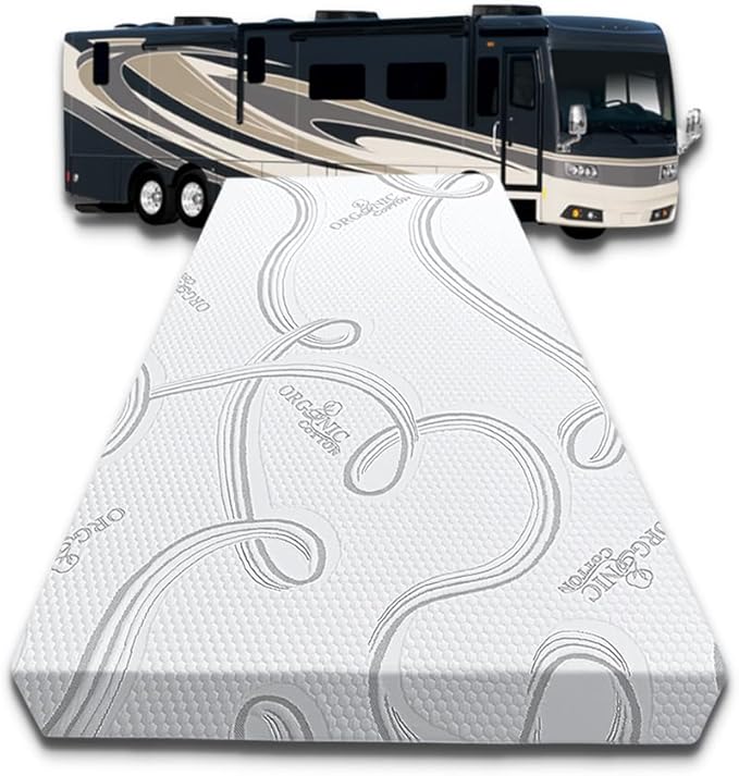 FoamRush 6-Inch Bunk (48" x 72") High Density Foam RV Mattress Replacement with Cotton Cover, Medium Firm, Pressure Relief, Travel Camper Trailer Truck, Made in USA, CertiPUR-US Certified