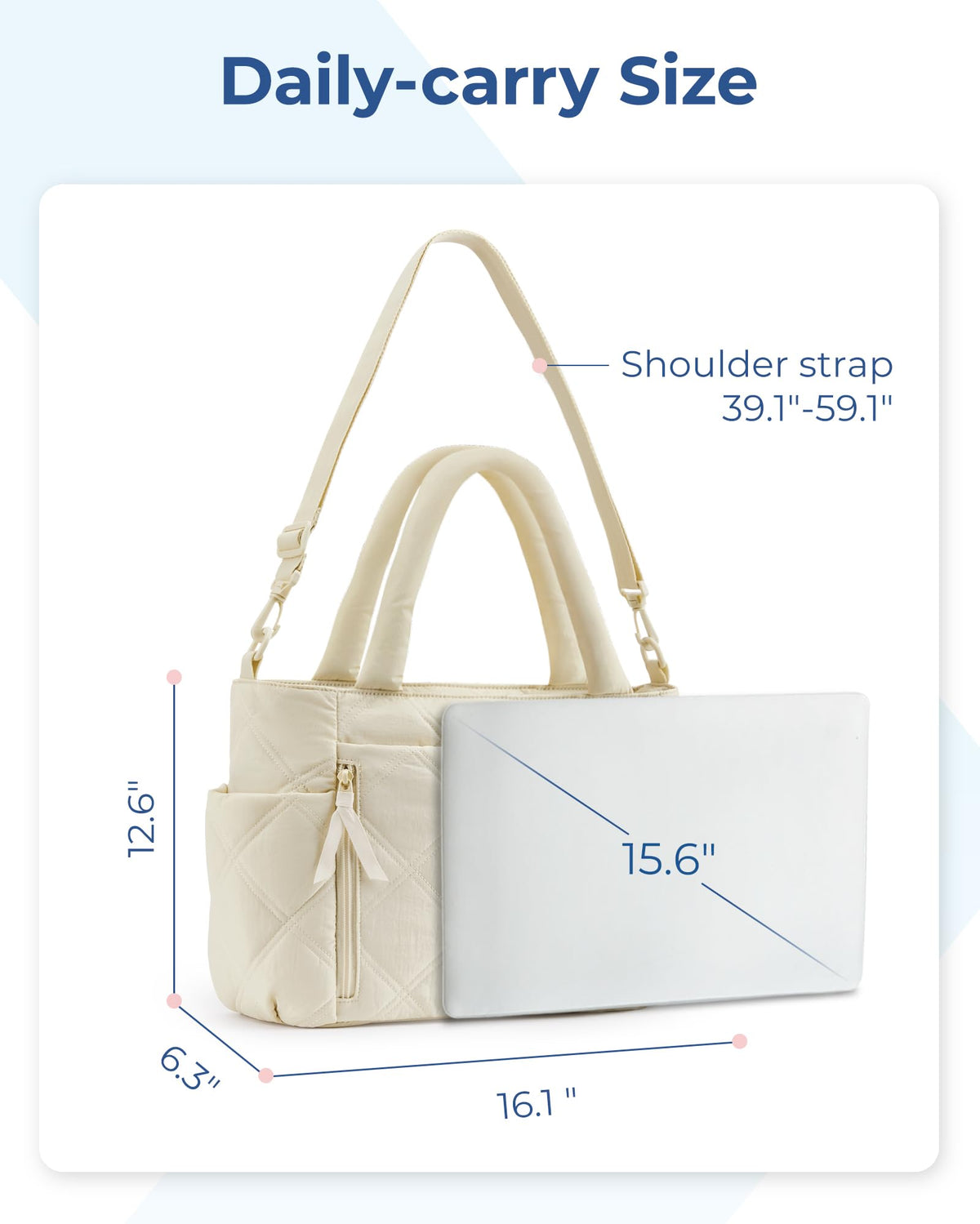 BAGSMART Tote Bag for Women, Puffer Tote with Zipper, Shoulder Bag Handbag Quilted Tote Bag for Travel, Sport, Work