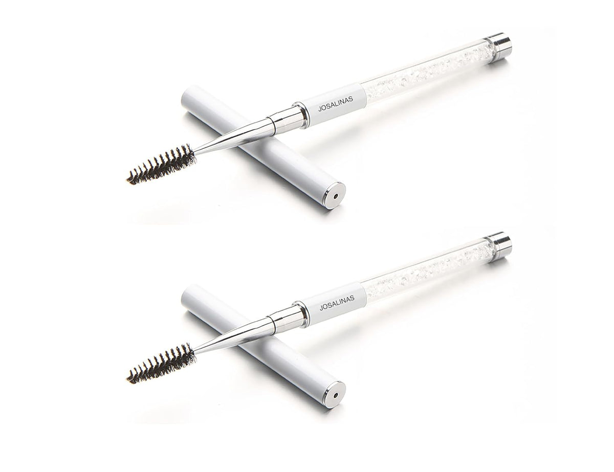 2PCS Mascara Brushes Eyebrow Eyelash Brushes Mascara Wands Spooly Applicators Eye Brushes Portable Cosmetic Brushes with Cap Spoolies Brushes for Eyelash Extensions and Eyebrows, White