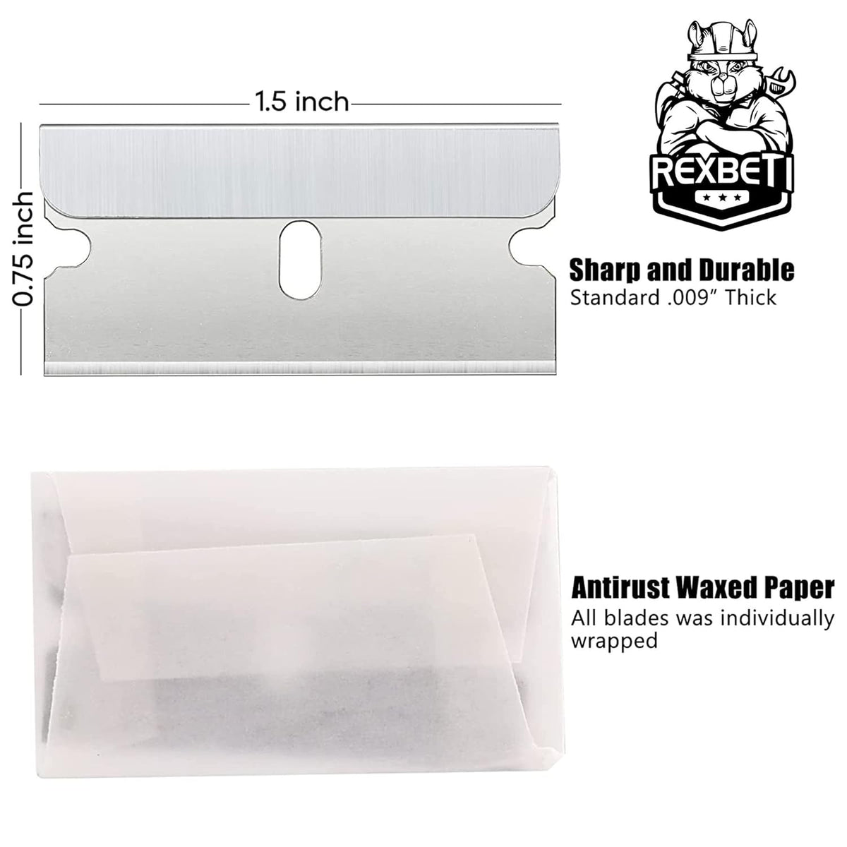 REXBETI 600PCS Single Edge Razor Blades, Industrial , Box Cutter Replacement Blades, Glass Scraper Blades