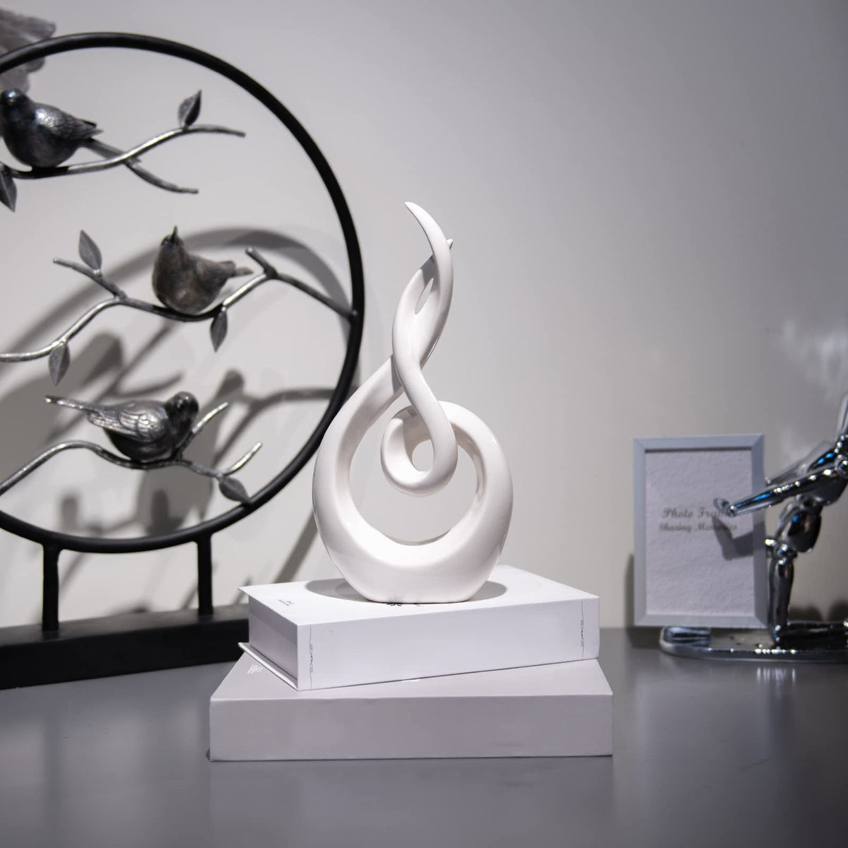LC LCdecohome Modern Abstract Art Table Decoration - Ceramic Statue Modern White Ornaments for Living Room Great Gift Idea Home Décor 5 * 2.5 * 10.5 inch Gift Box Included