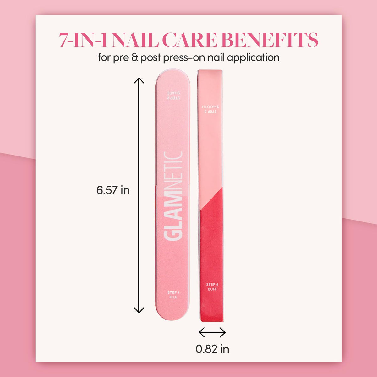 Glamnetic 7-in-1 Nail Buffer | All-in-One, 7 Step Nail Buffing Block for Filing, Shaping, Smoothing & Polishing | Lightweight & Easy to Use | EVA & Sandpaper Nail File Buffer