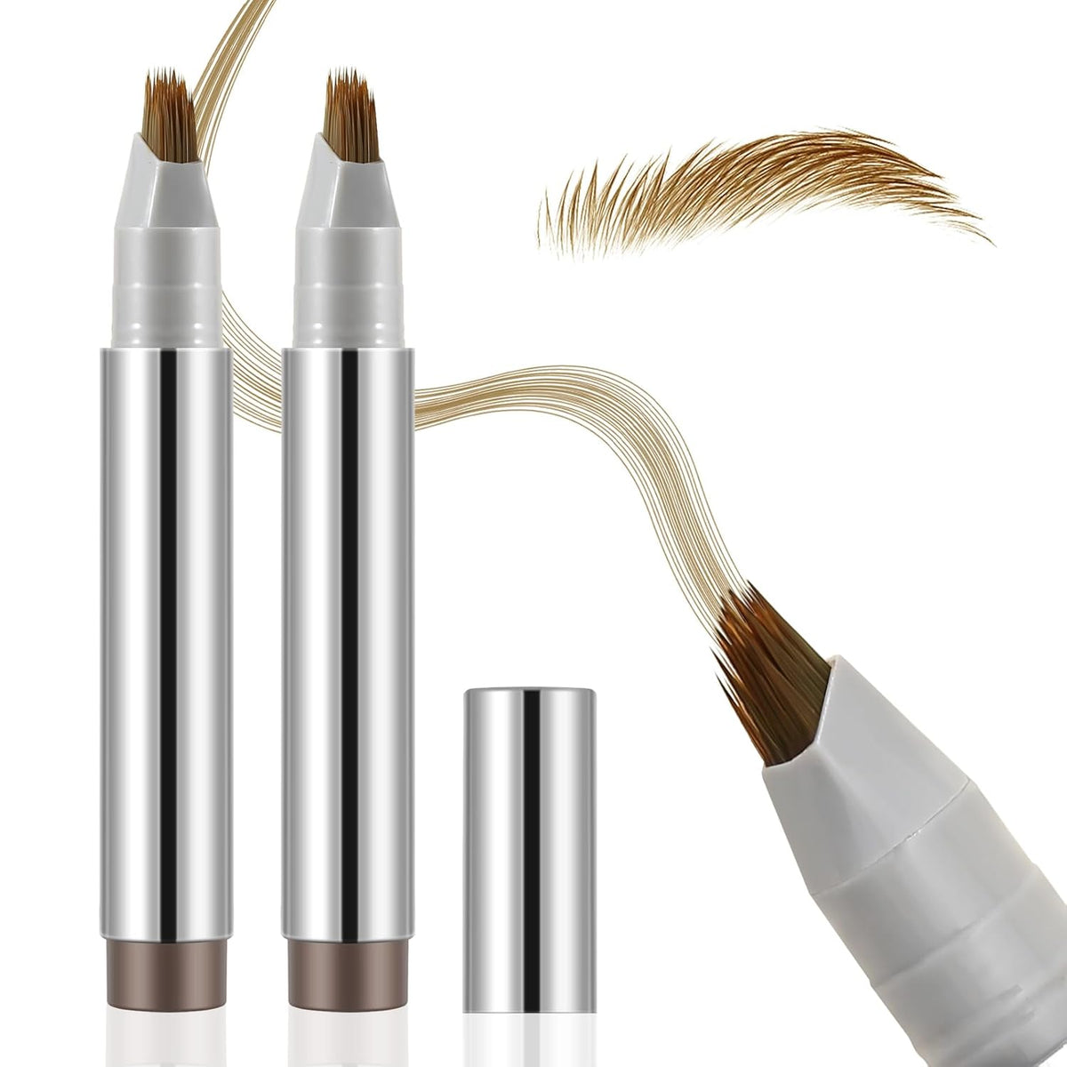 Boobeen 2pcs Brow Fection Eyebrow Pen，Liquid Microblading Eyebrow Pencils for Women，Angled Brush Waterproof Brow Pen for Hair-Like Strokes，Last All-Day，Beginner Friendly