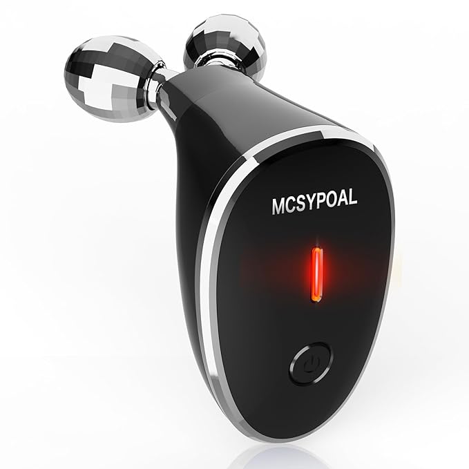 Micro-Current-Facial-Device, 5-in-1 Facial Roller Massager for Skin Care at Home, Face Massager Tool, Black