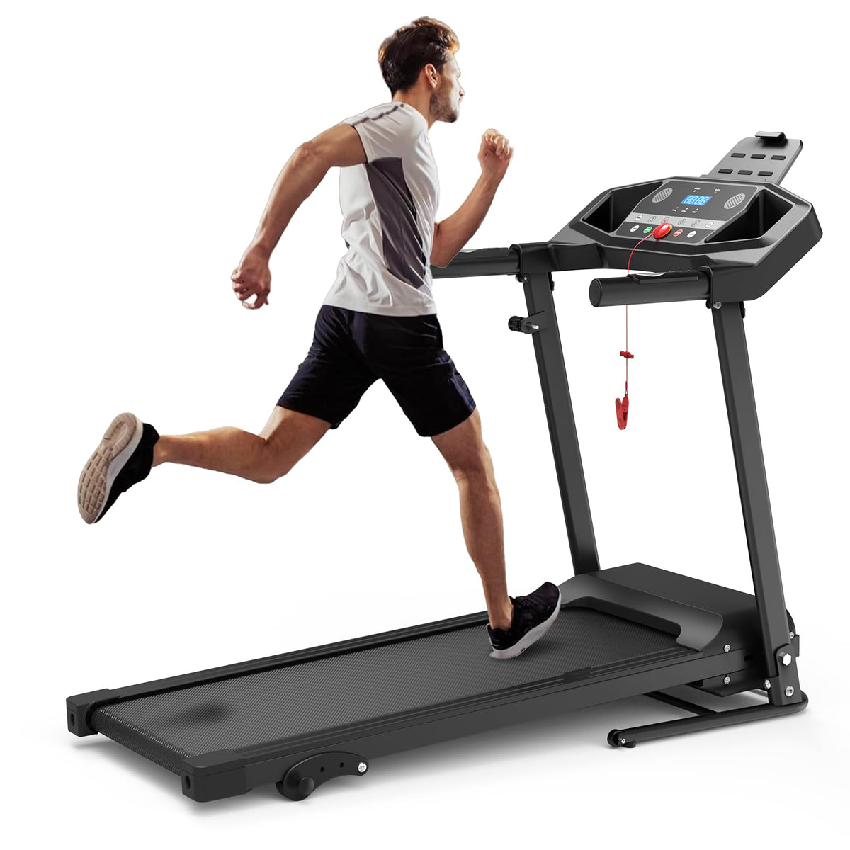 FLIMDER Folding Treadmills for Home, Treadmills with Incline Compact Treadmill 300 LBS Capacity with 12 HIIT Modes LED Display Walking Pad Treadmill with Large Running Area