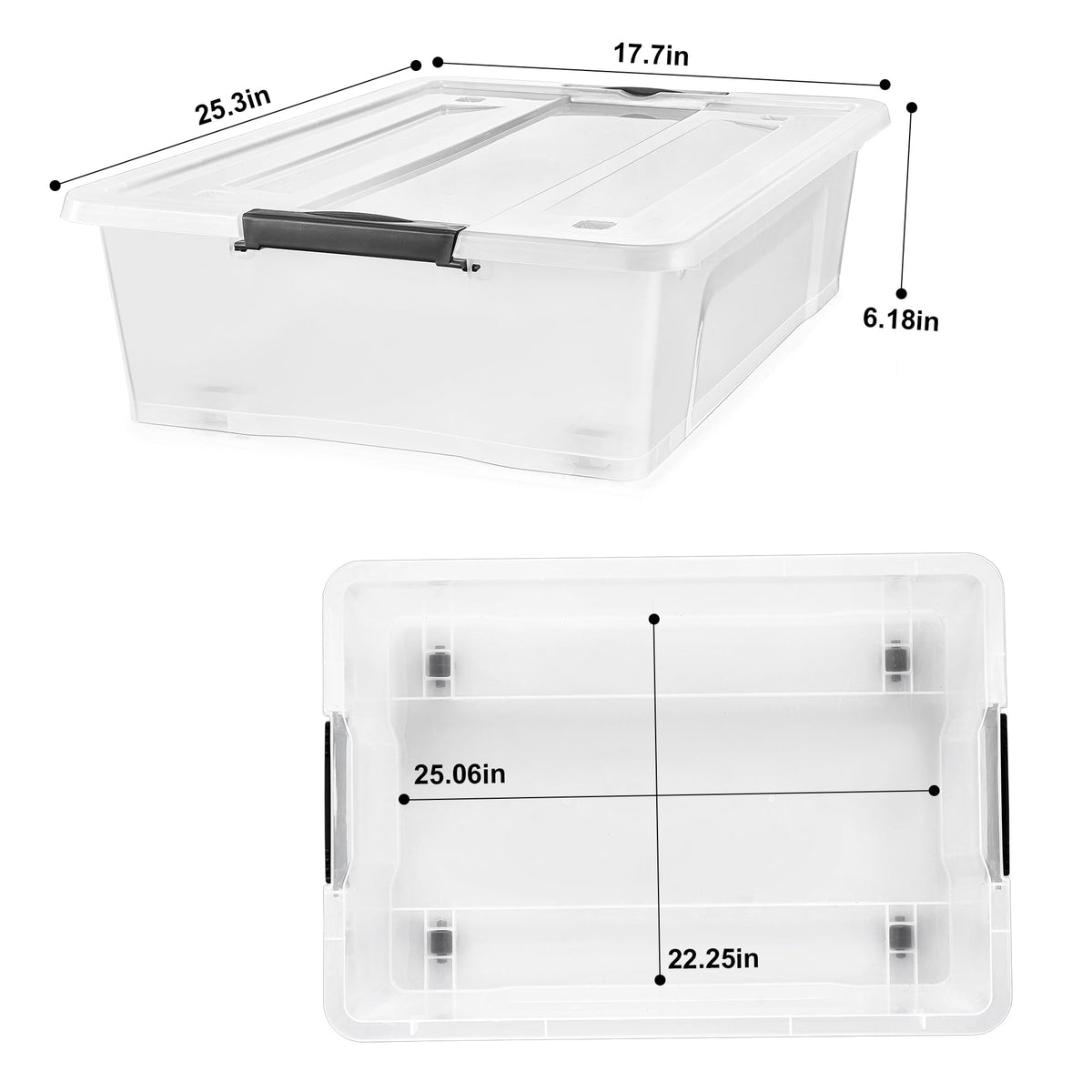 Sorbus 40 Qt Plastic Storage Bins with Lids for Under Bed Storage - Clear, Stackable Storage Containers, Large Organizing Boxes, Heavy Duty Totes for Clothes, Dorm Essentials (2 Pack)