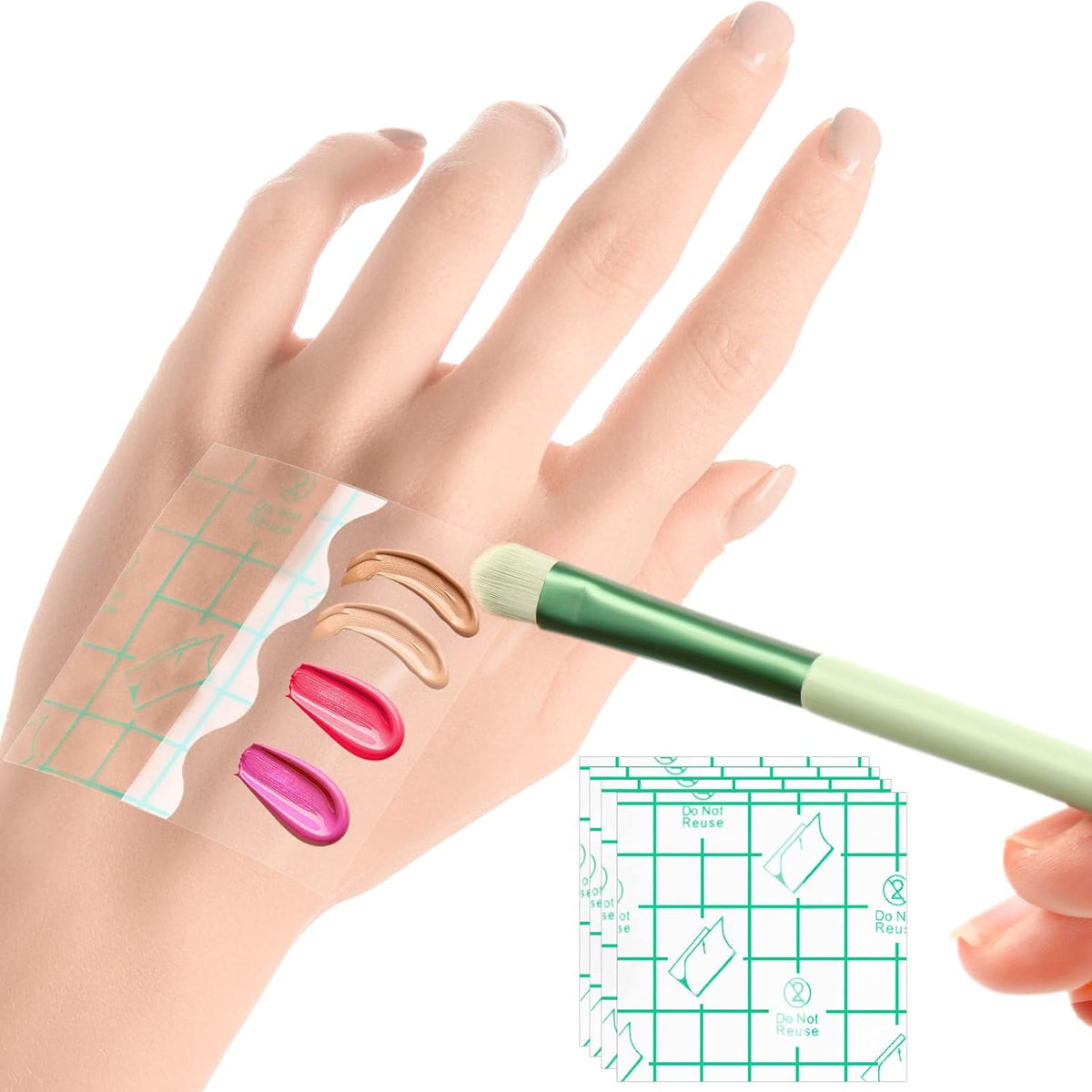 50 Pieces Hand Palette, Single Use Makeup Hand Palette Disposable Adhesive Palettes Cosmetic Makeup Palette for Every Makeup Artist (2.8 x 2.8 Inch)