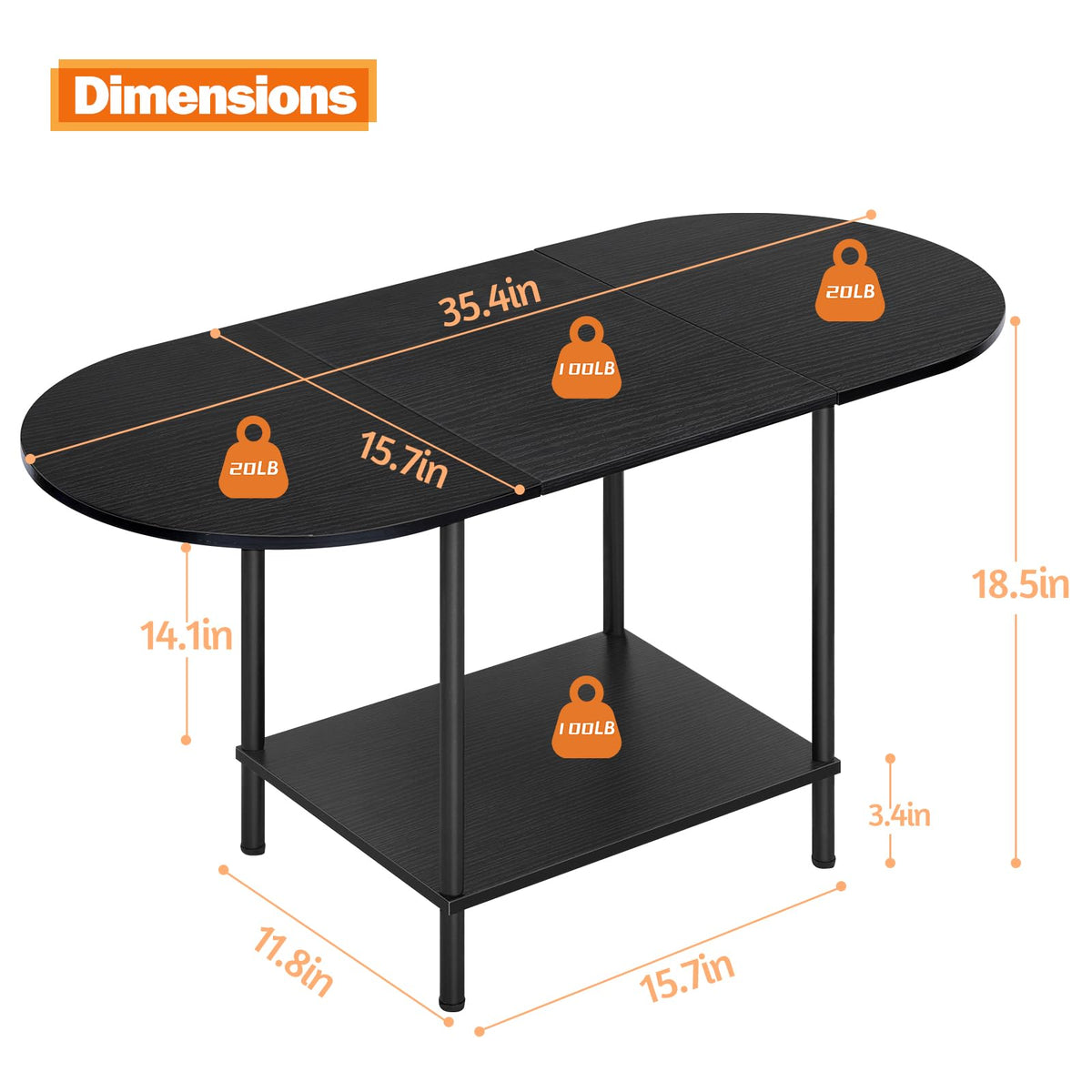 Coffee Tables for Living Room,2-Tier Small Coffee Table Industrial Modern Black Coffee Table with Storage Shelf and Wood Tabletop for Small Space,Home Office