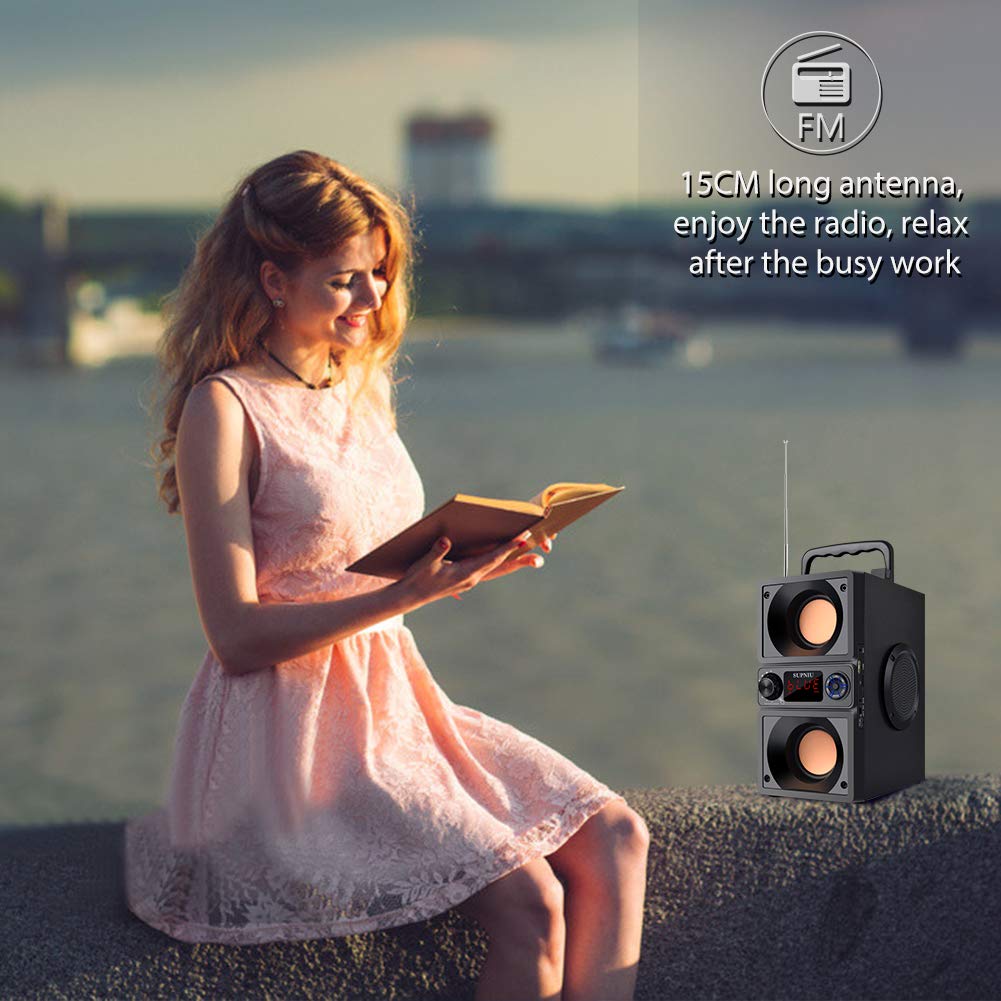 Bluetooth Speaker, Portable Bluetooth Boombox with 40W (60W Peak) Stereo Dual Woofers and Dual Tweeters Wireless Home Party Speaker, 2400 Minutes Playtime, Suitable for Party, Camping, Gym