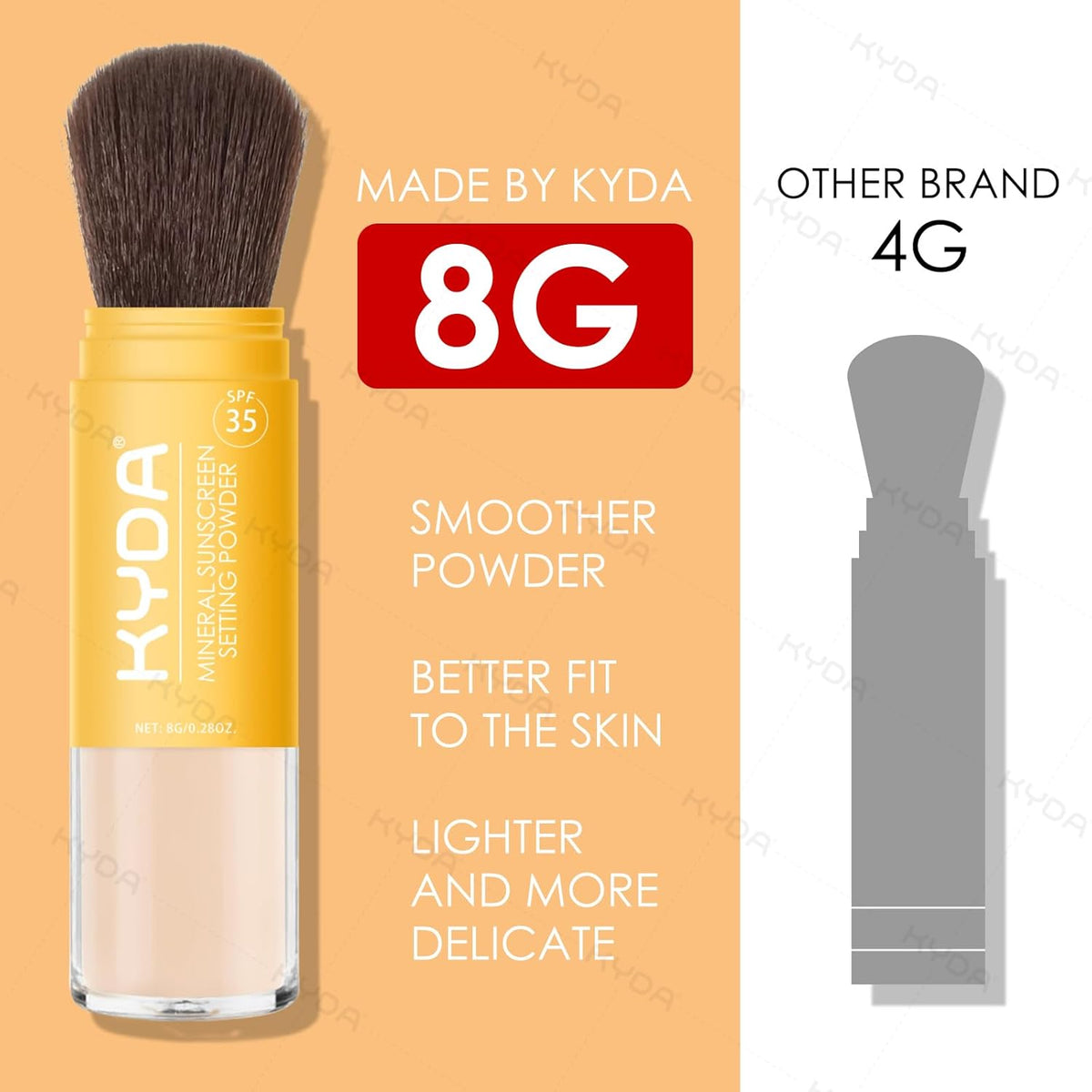 KYDA Mineral Sunscreen Setting Powder for Face & Scalp, SPF 35 Mineral Scalp Sunscreen, Lasting Oil Control Matte Loose Powder, Lightweight Breathable for All Skin Type, Medium