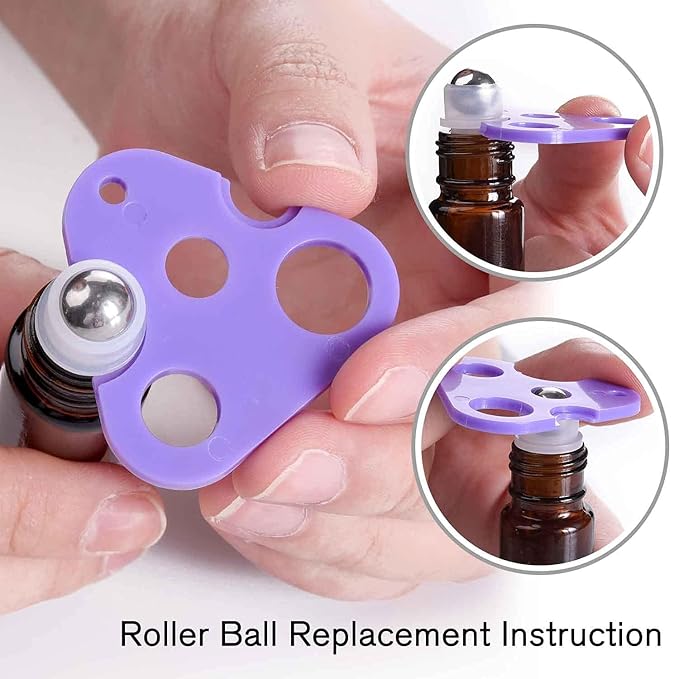 PrettyCare 60 Pack, 10 ml Essential Oil Roller Bottles with Stainless Steel Roller Ball - Refillable Leak-proof Empty Thick Amber Glass Roll on Bottles with Metal Caps for Travel, Perfume