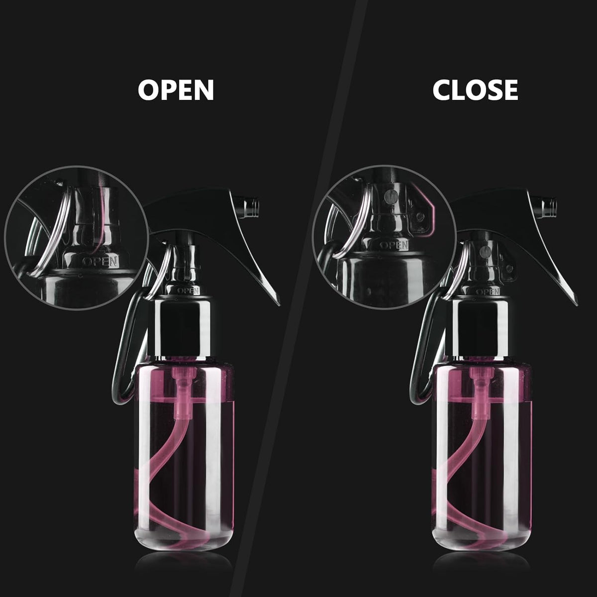 TANSHINE Small Spray Bottle 50ml, Travel Size Mini Mist Water Spray Bottles, Portable Hand Sanitiser Alcohol Fine Spray Bottle, Plastic Refillable Empty Face Mister Spray Bottles with Clip, 2oz/5pcs