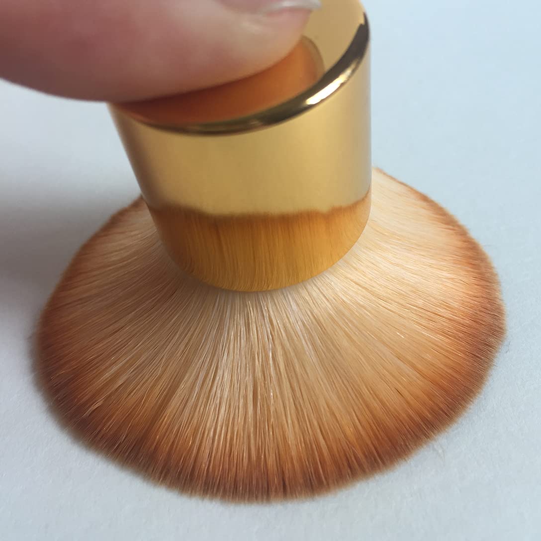 RN BEAUTY 2 Pieces Kabuki Brushes Powder Brush Blush Brush Foundation Brush Bronzer Brush Face Blender Brush Mineral Blending Buffing Concealer Brush Multifunction Cosmetic Tools Portable Makeup Brush (Golden)