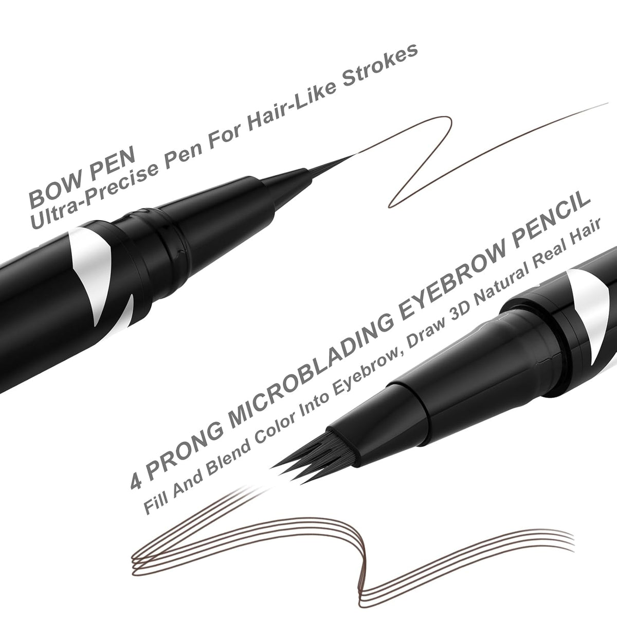 LAVONE 2-IN-1 Dual-ended Waterproof Eyebrow Pencil, 4 Tip Microblading Pen and Ultra-Precise Brow Pencil, Dual-ended Eyebrow Brush, Natural Looking - Chocolate