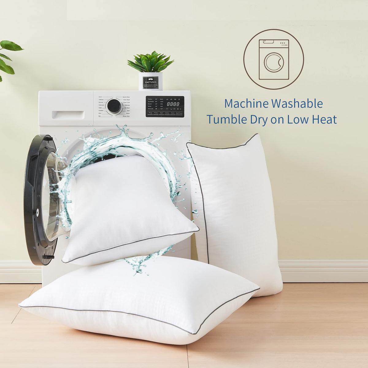 MUFEW Queen Pillows Set of 4, Ultra Thick Down Alternative Bed Pillows,Cooling Hotel Quality Queen Pillows for Back, Stomach or Side Sleepers,Machine Washable (White,4 Pack)