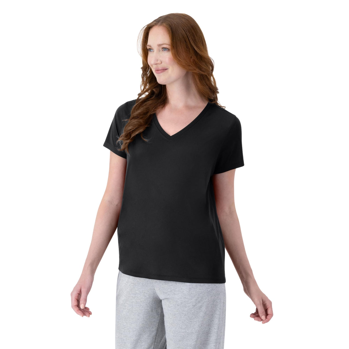 Hanes Women's Cool Dri Performance V-Neck T-Shirt, Moisture-Wicking Short Sleeve Tee, 40+ UPF Protection, 1 Or 5 Pack, Black, Large