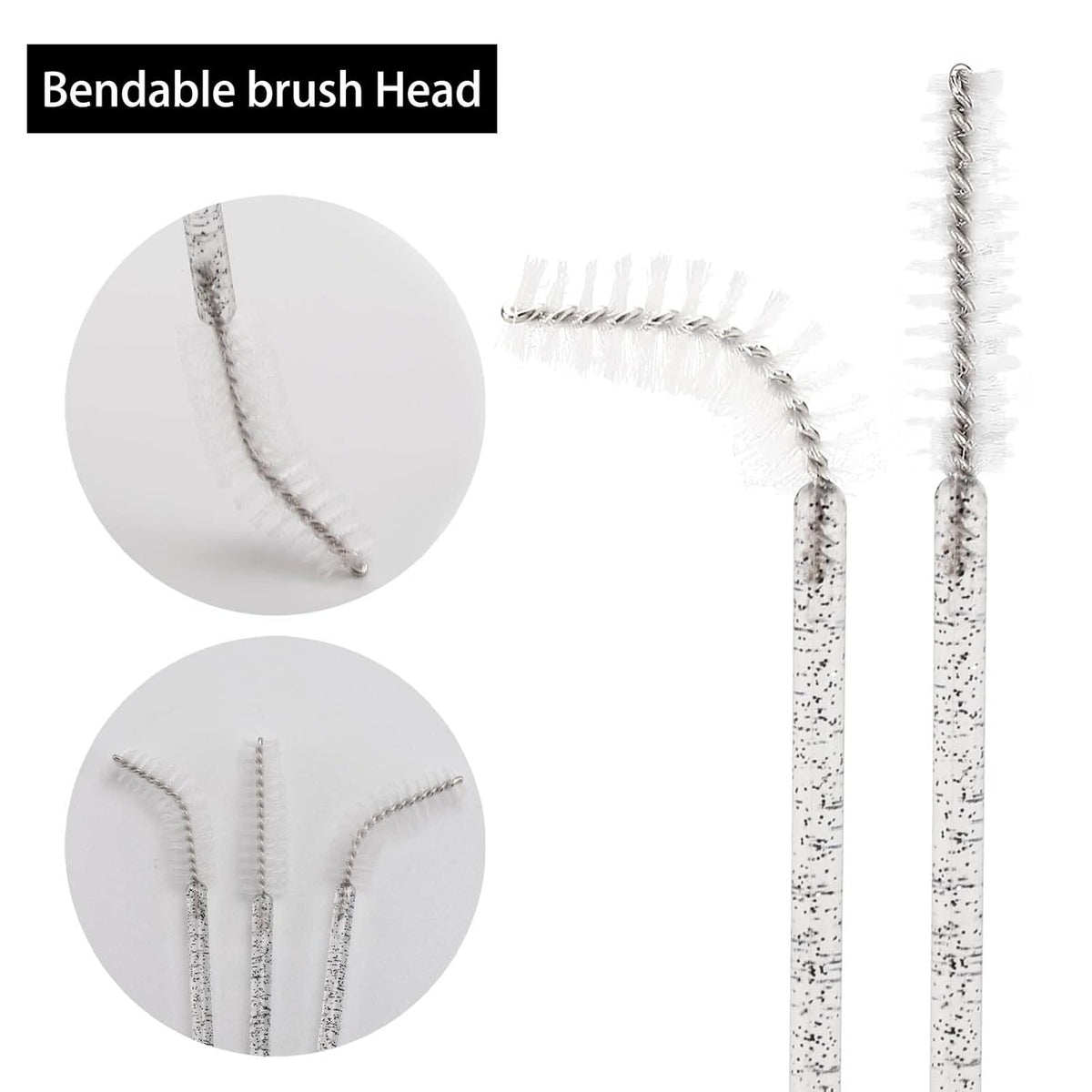 Tbestmax 300 Pcs Disposable Spoolies, Mascara Wand Eyelashes Brushes Applicator for Eyebrow Eye Lash Extension Black Stick White Head