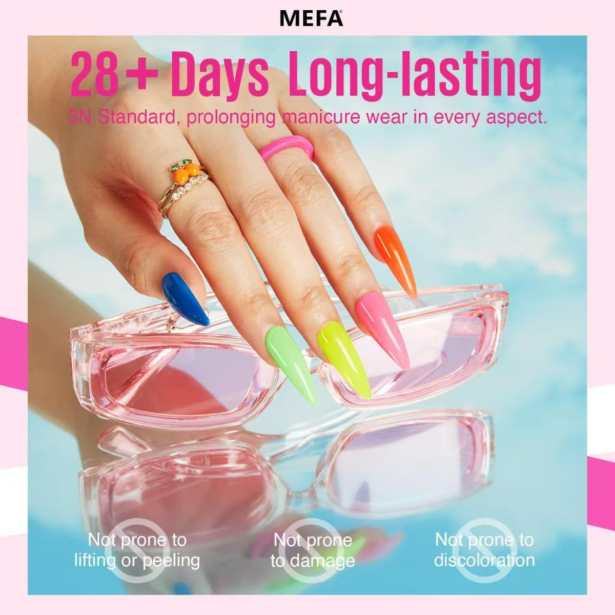 MEFA Neon Gel Nail Polish Set 6 Colors, Summer Neon Green Lime Yellow Pink Navy Blue Purple Orange Bright Vibrant Pride Month Soak Off Nail Art Design Manicure DIY at Home Salon Gifts for Women Girls
