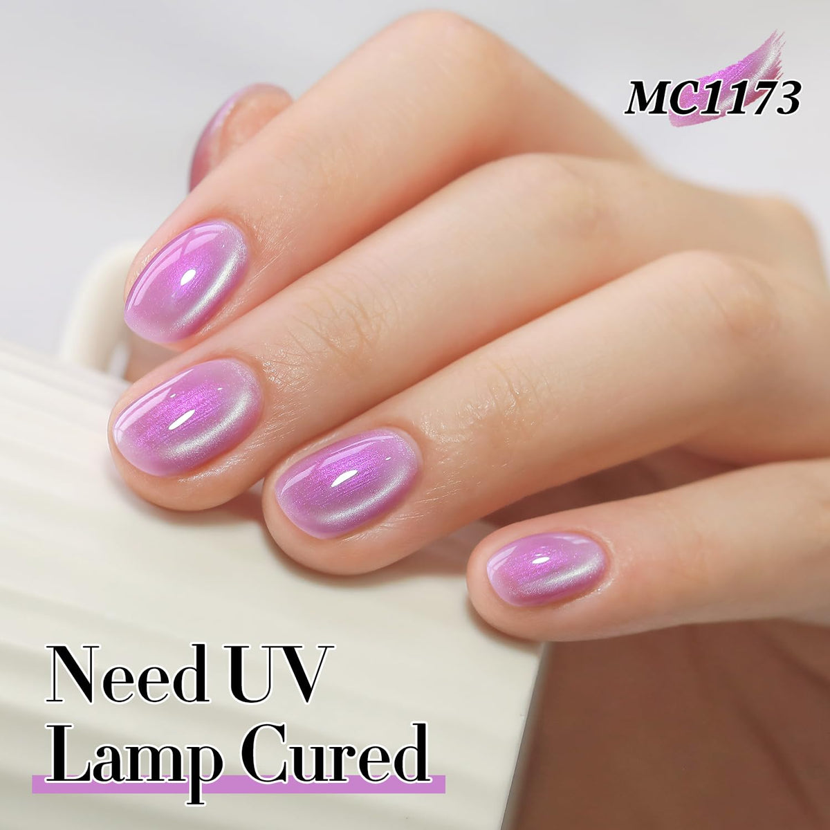 Double Rhythm 0.5 Oz Cat Eye Gel Polish with Magnet Same Color Same Bottle Holographic Glitter Shimmer Translucent Color Salon 15 ML Magnetic Nail Art (Mermaid Purple-MC1173)