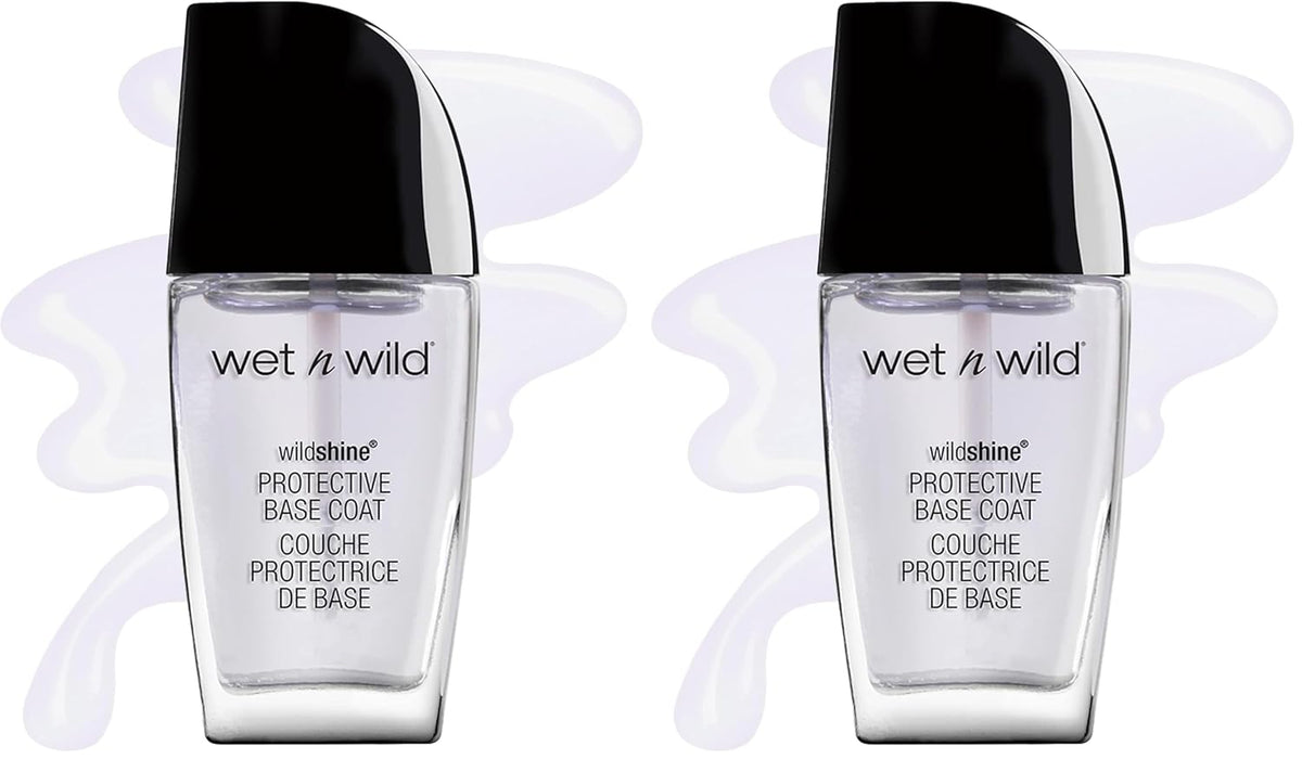 wet n wild Nail Polish Wild Shine, Protective Base Coat, Nail Color (Pack of 2)