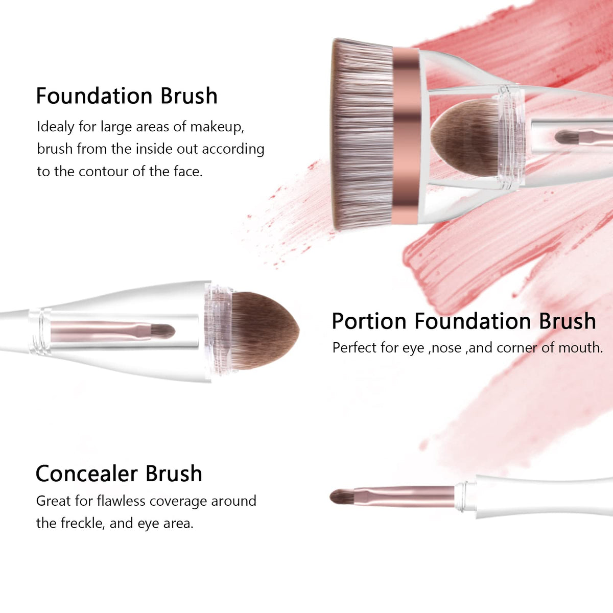 Makeup Brushes, Daubigny Perfect 3IN1 Makeup Brush for Face Blush Liquid Powder Foundation Brush for Blending Liquid, Cream or Flawless Powder Cosmetics with Great Gift Case