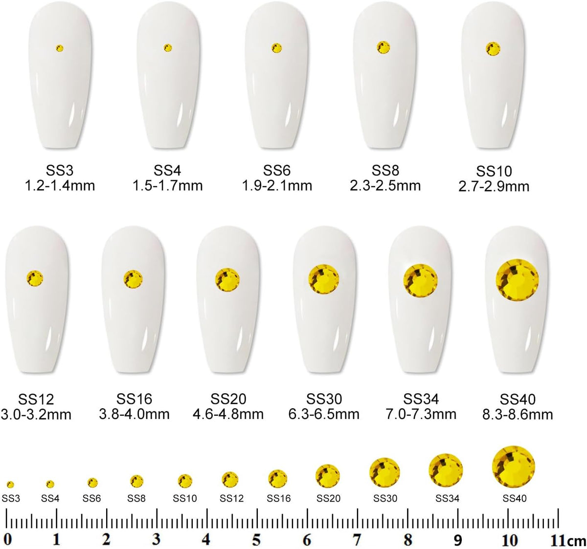 3000PCS SS8 Flatback Rhinestones | 12-Facet Diamond-Cut Glass Gems for Nail Art, Clothing, DIY Crafts |Glue-On Decoration Stones with Silver Backing(Citrine)