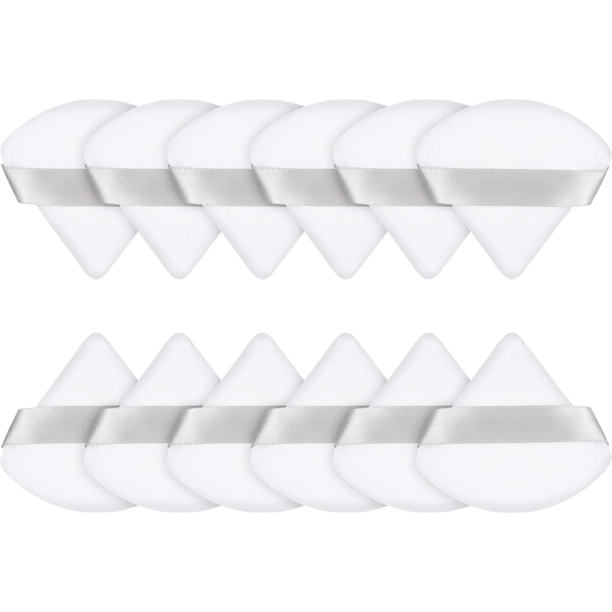 Maitys 12 Pieces Powder Puff Triangle Face Makeup Cosmetic for Loose Powder Soft Body Washable Reusable Foundation Sponge Mineral Wet Dry Makeup Tool for Women(Small,White)