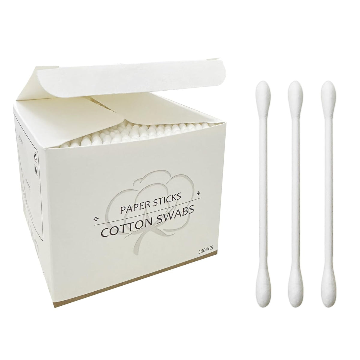 Cotton Swabs with Paper Sticks 1000ct, Double Round Cotton Buds for Beauty& Personal Care