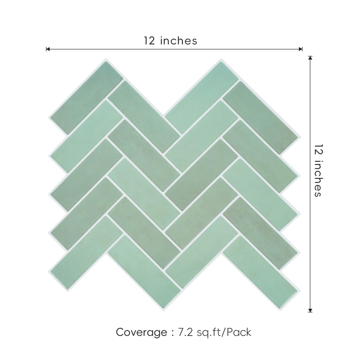 LUXDEKO 10-Sheet Herringbone Peel and Stick Backsplash, Sage Green Chevron Self Adhesive Glossy Tiles Renter Friendly Backsplash Stick on Wall Tile for Kitchen and Bathroom（12"x12"）