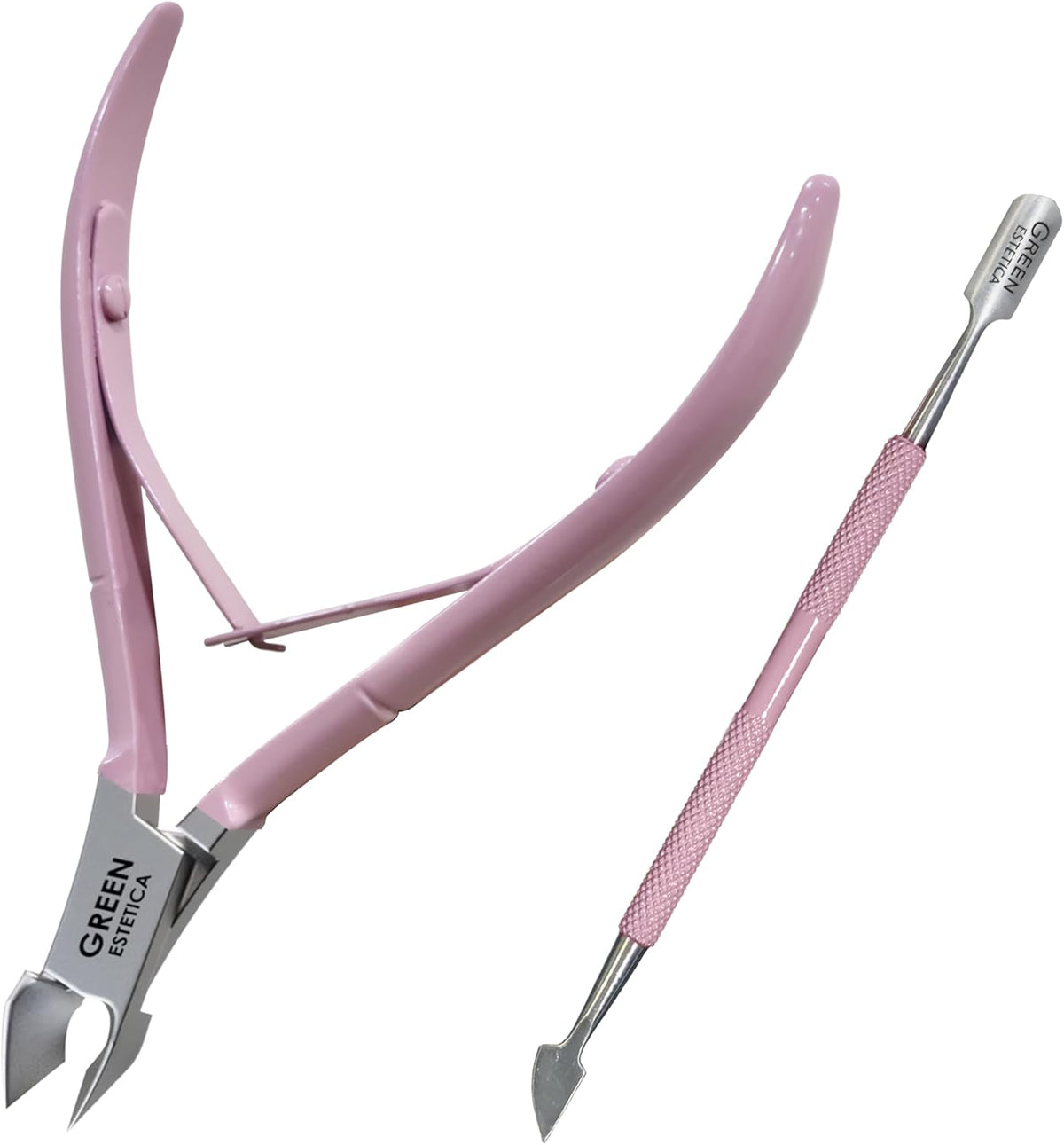 Professional Cuticle Trimmer with Cuticle Pusher Nail Cuticle Remover Nipper Silver Stainless Steel Sharp Blades Manicure Tools with Double Spring Nail Care Pedicure Nail Tools Home Spa (Rose)