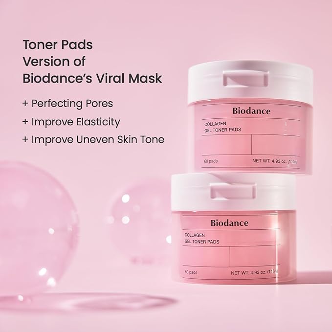 BIODANCE Gel Toner Pads Duo: Collagen & Ceramide Panthenol Toner Pads Set, Korean Skincare Set, Christmas Gifts Stocking Stuffers for Plumping, Pore Perfecting, Hydrating, Moisturizing