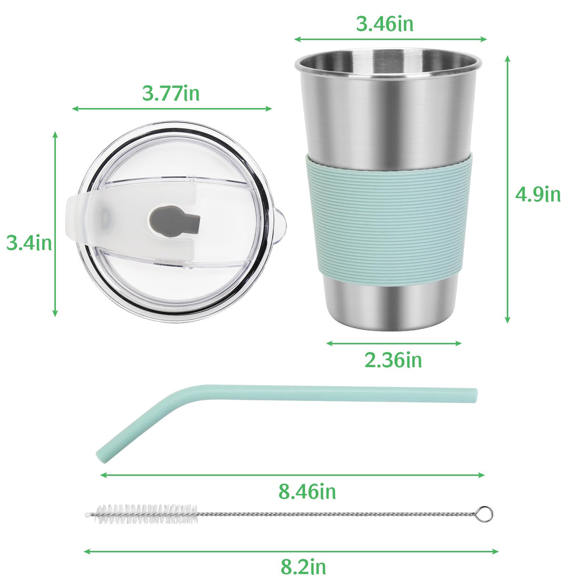 Rommeka Kids Stainless Steel Cups, 16oz Kids Tumbler with Lid and Straw, 6 Color Unbreakable Metal Spill Proof Cups for Adults and Children