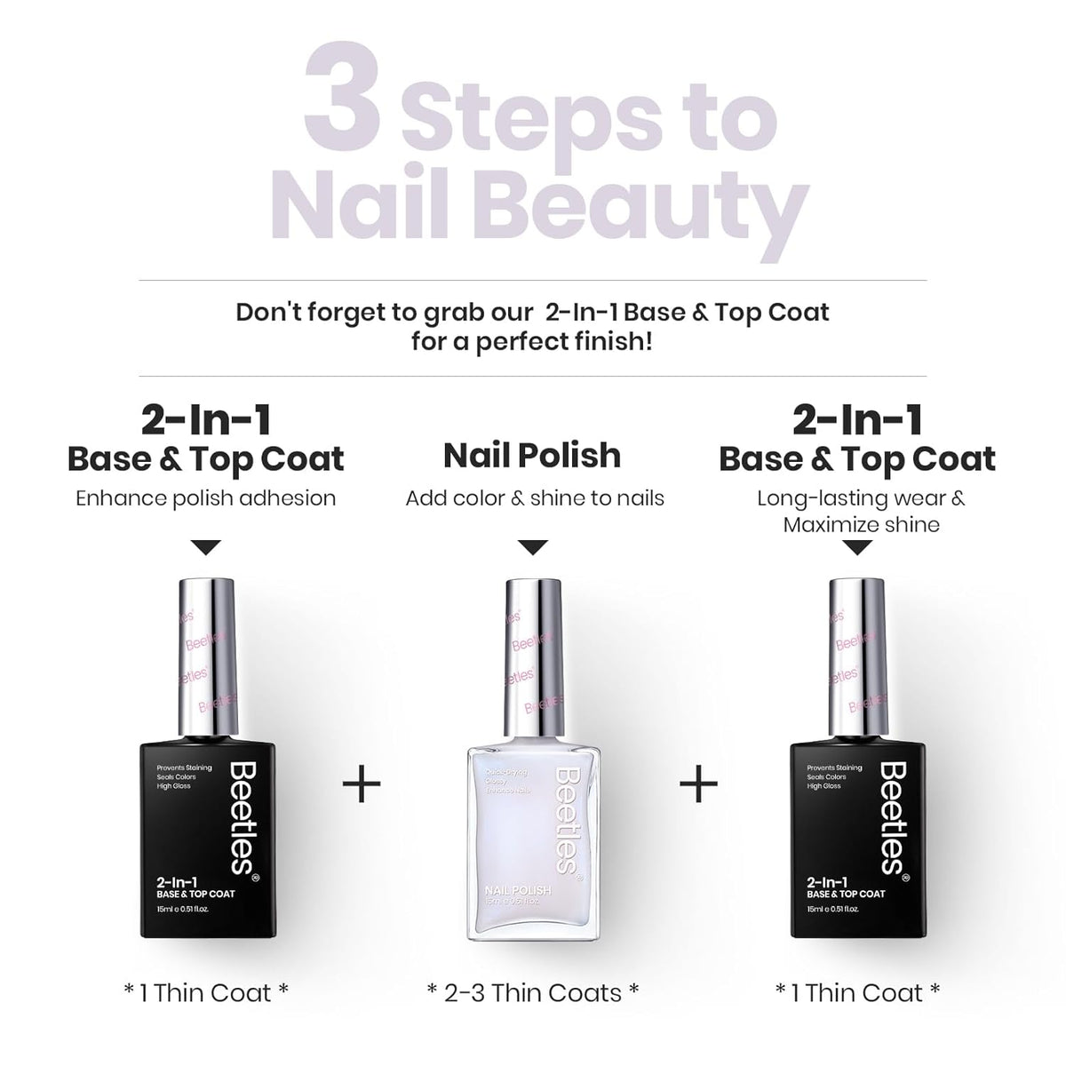 Beetles Nail Polish - Jelly White Nail Polish Natural Blue Glitter Nail Concealer Fast Dry Quick Milky White Nail Strengthener and Growth Treatment for Thin and Damaged Nails,0.51 FL OZ