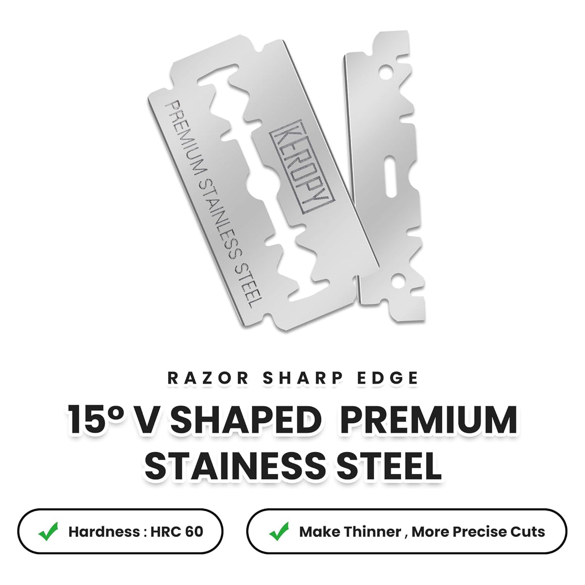 Double Edge Safety Razor Blades-50 Count Premium Razor Blades, Surgical Stainless Steel with Chromium Coating&3X Sharper Edges, Zero Irritation, Fits Most of Safety Razors, Sensitive Skin Safe