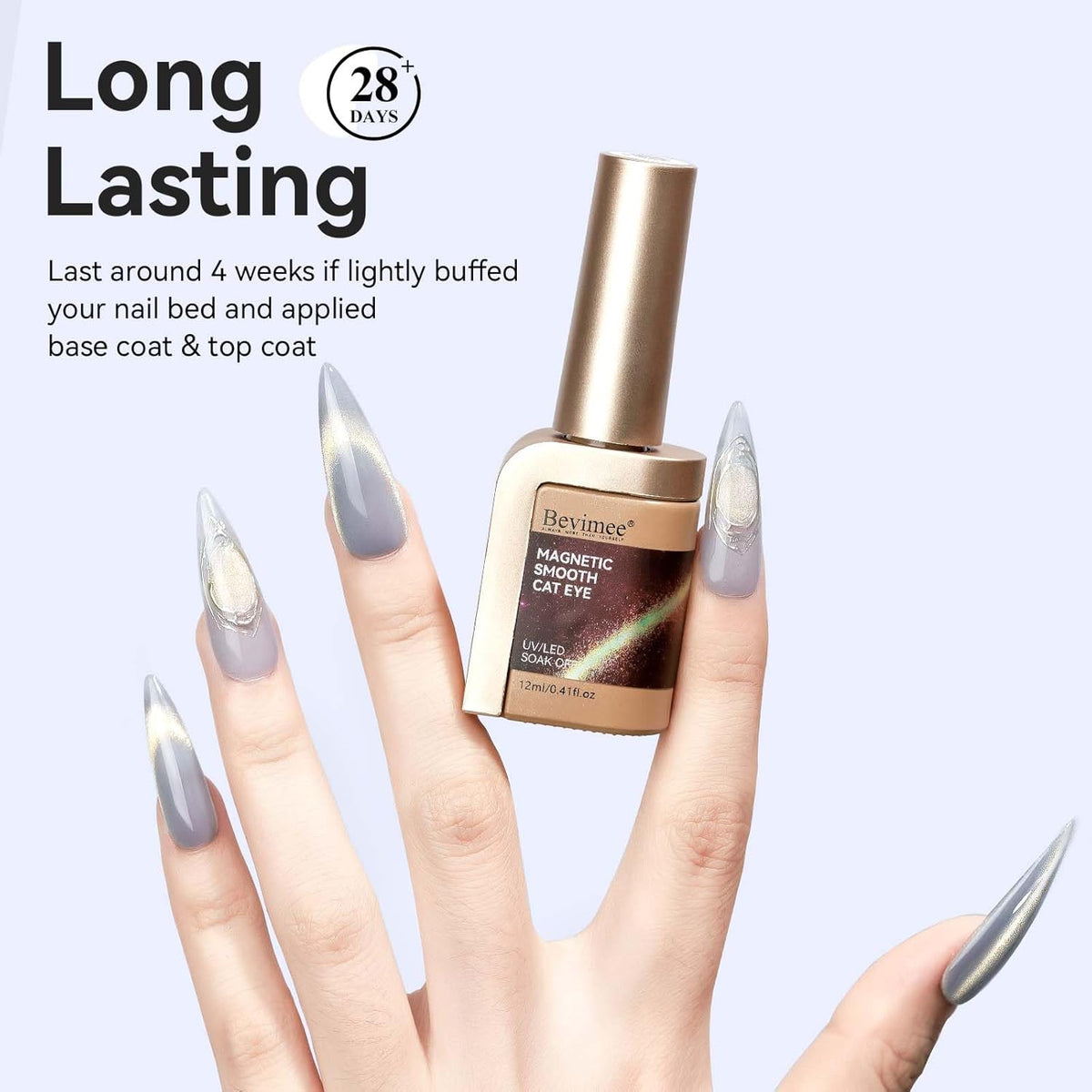 Silver Cat Eye Gel Nail Polish, Magnetic Nail Polish Glitter Holographic With Magnet Gold Shimmer Cateye Effect, UV Velvet Gel Nails Art Manicure Salon DIY Home, 12ML