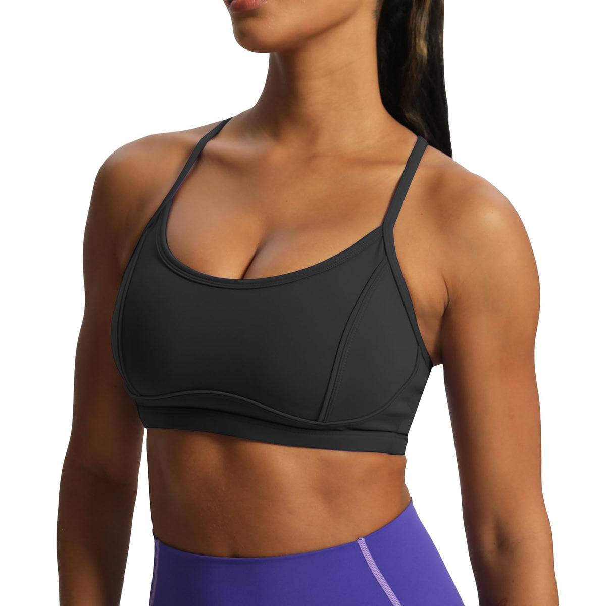 Aoxjox Women's Workout Sports Bras Fitness Training Gym Lexi Lined Bra Yoga Crop Tank (Black, X-Small)