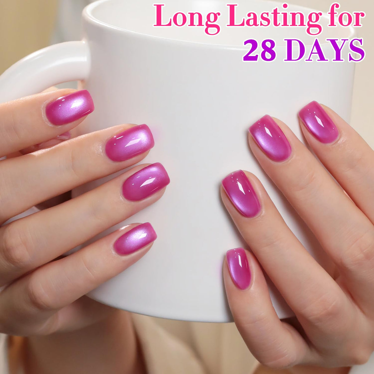 Double Rhythm 0.5 OZ Cat Eye Gel Polish with Magnet 15ML Same Color Same Bottle Holographic Glitter Shimmer Translucent Jelly Color Magnetic Polish (Glass Purple-MC1244)