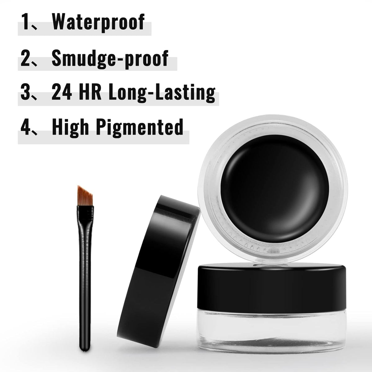 Erinde Blue Gel Eyeliner, Waterproof Cream Eyeliner Gel Pot, High-Intensity Pigments Long Lasting Smudge-Proof Eye Liner Halloween Makeup, Waterline Matte Eye Liner with 2PCS Brushes, 03 Blue