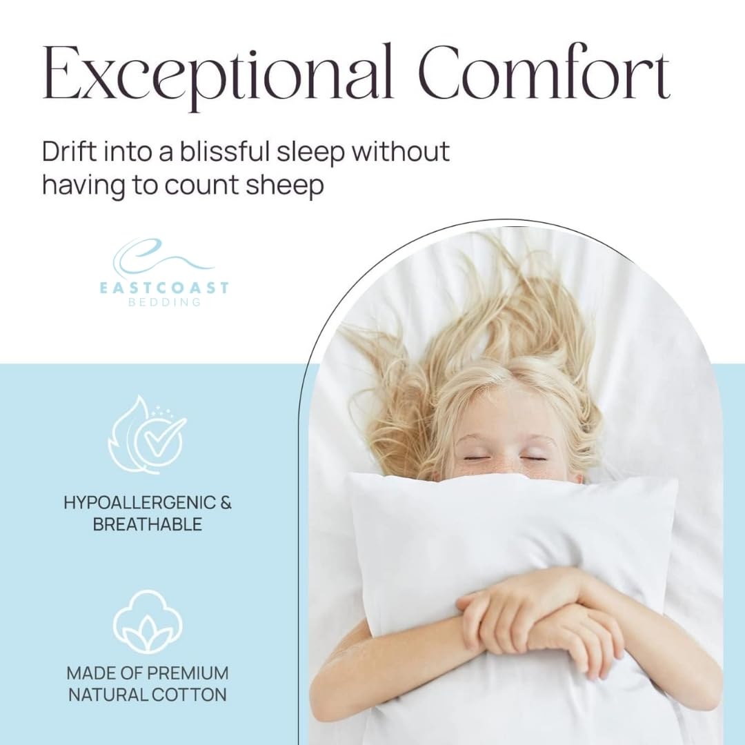 East Coast Bedding | 100% Cotton Replacement Pillow Shell | DIY Pillow Casing | Empty Cover for Custom Filling | Sew-to Close Design | 250TC, 16x16 inch, Solid White