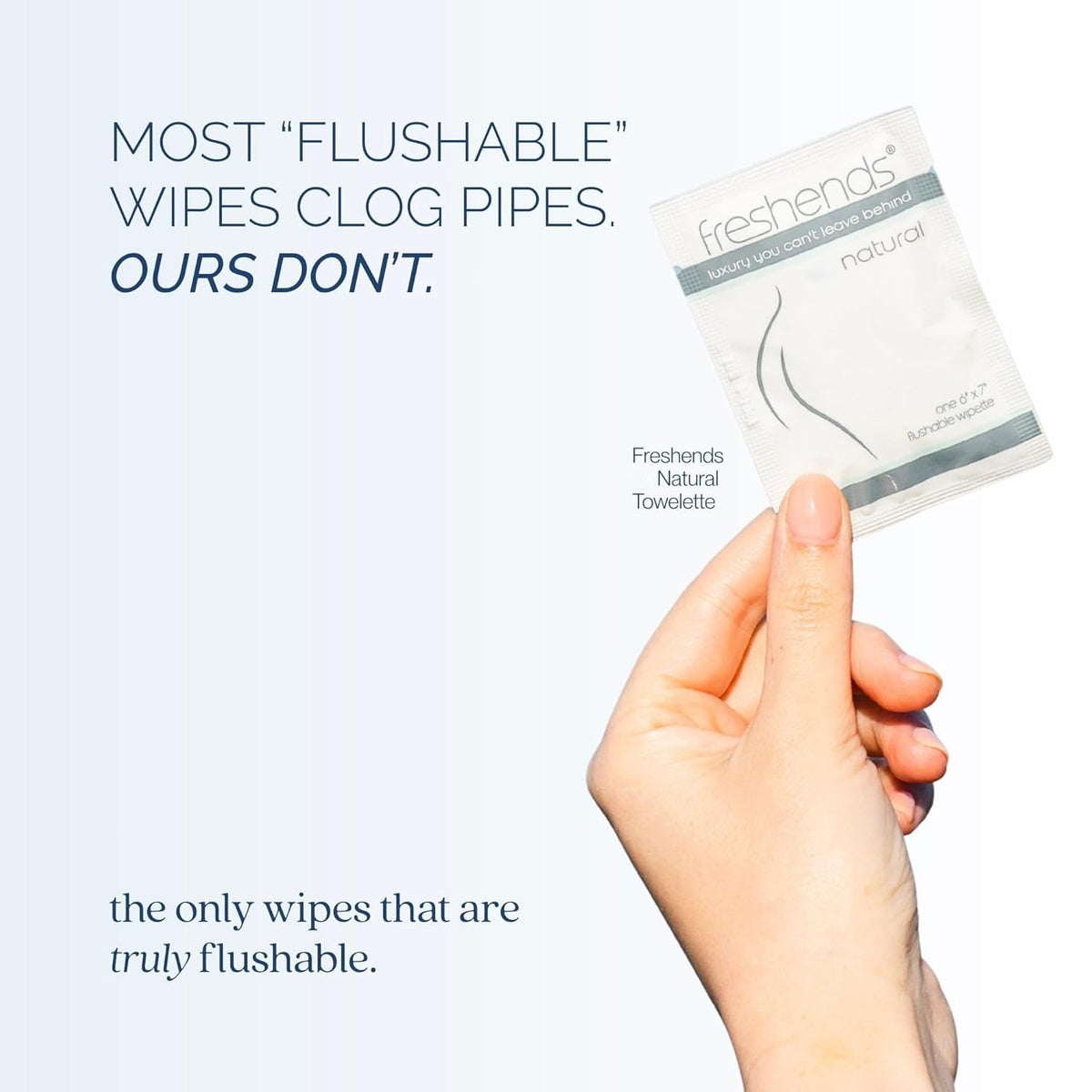 Freshends Flushable Individually Wrapped Wipes – 50 Bulk Pack Luxurious Towelettes, Guest Bathroom Essentials for Weddings, Restaurants, Bars & Clubs – Grey, Travel-Size, Disposable