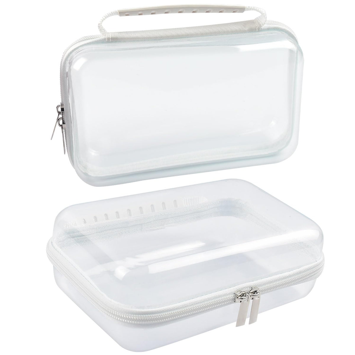 SameTech Hard Pouch, 2pcs Clear Hard Shell Zipper Case, Clear Plastic Storage Box Containers Small Toiletry Bag for Small Items, Toys, Building Blocks, Puzzles, Cosmetics & Stationery